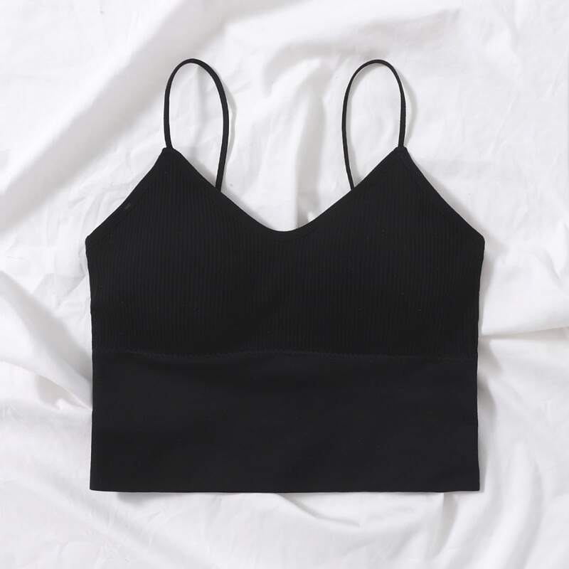 

Solid Ribbed Bralette, Black