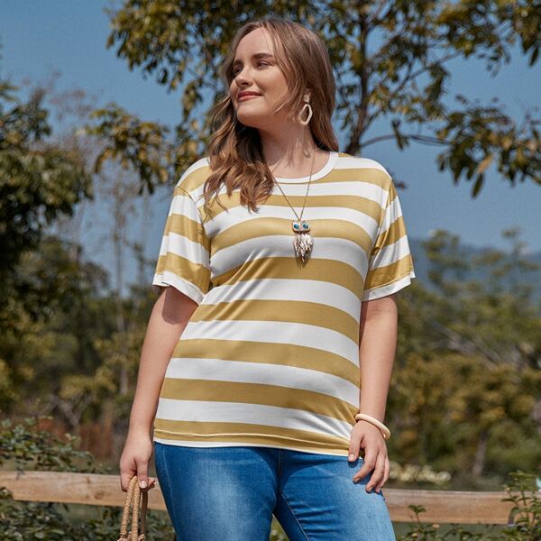 

Plus Stripe Short Sleeve Tee, Multicolor