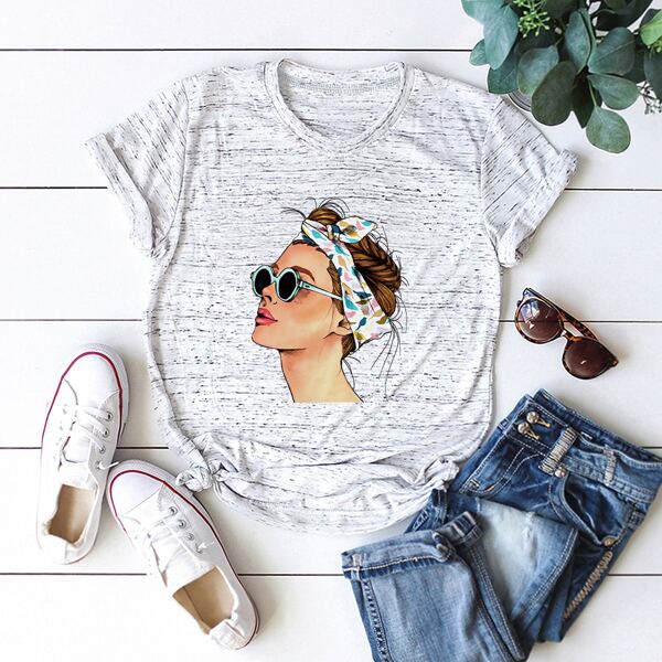

Figure Print Short Sleeve Tee, Light grey
