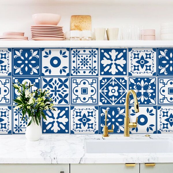 

10pcs Graphic Print Tile Sticker, Multicolor