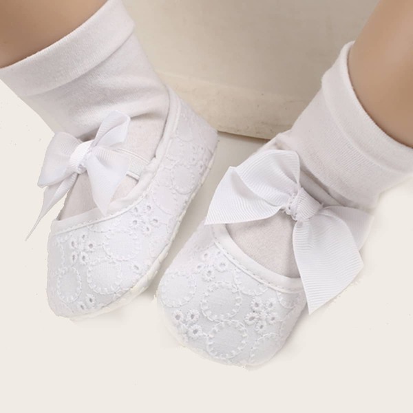 

Baby Girl Bow Decor Flats, White