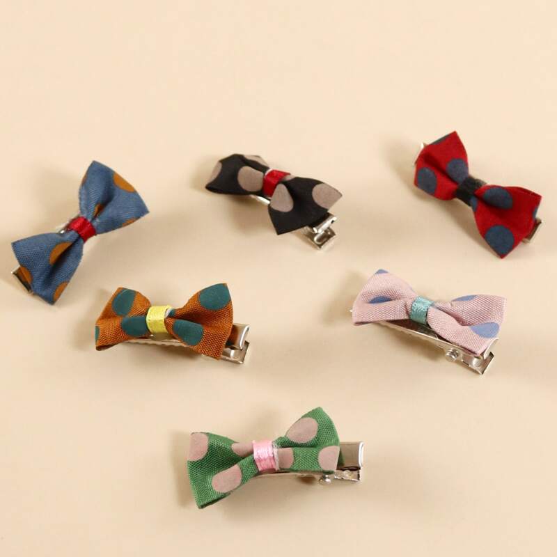 

3pcs Random Color Bow Decor Pet Hair Clip, Multicolor