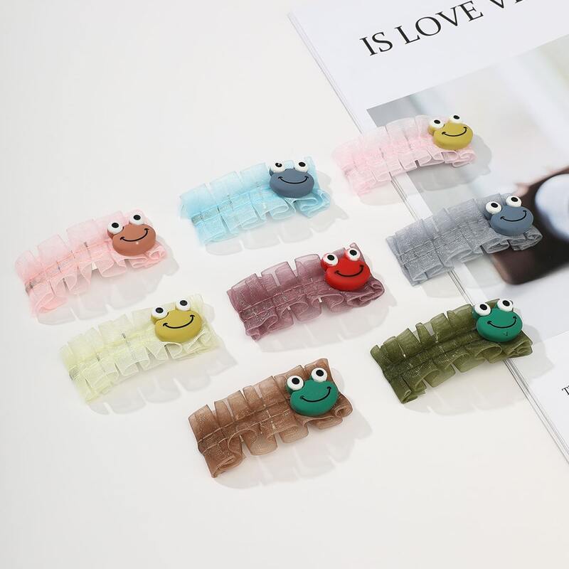 

2pcs Random Cartoon Frog Ruffle Hair Clip, Multicolor