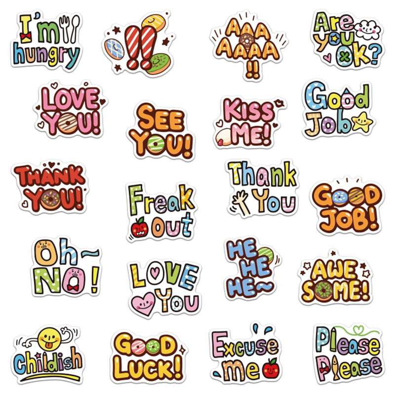 

50pcs Letter Graphic Sticker, Multicolor