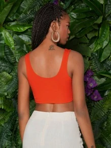 SHEIN Neon Orange Crop Tank Top - Orange - View 2