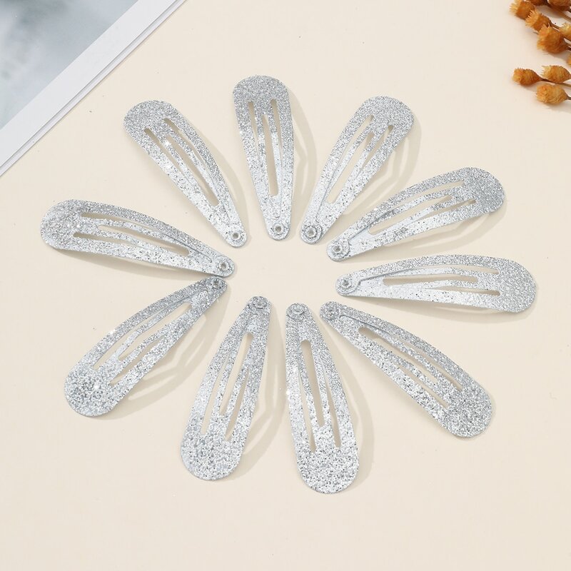 

10pcs Glitter Hair Clip, Silver