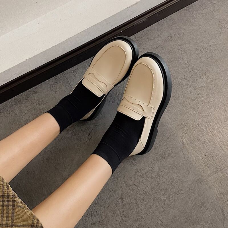 

Simple Flat Loafers, Beige