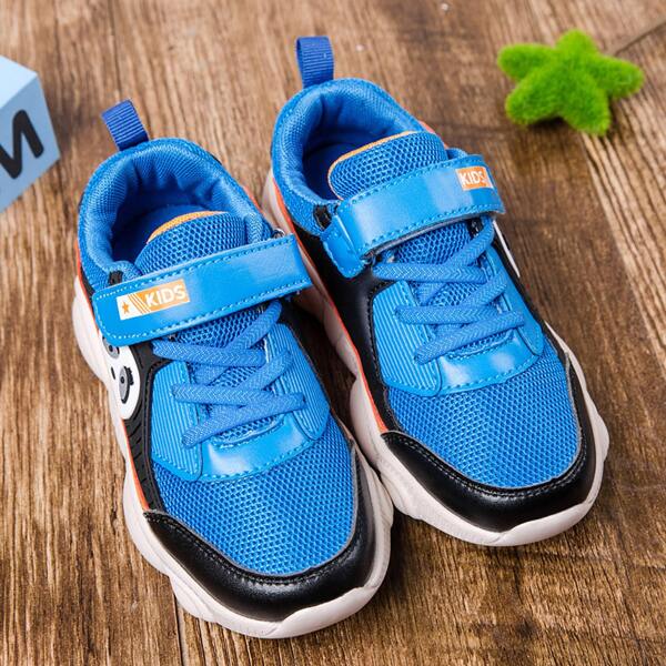 

Boys Panda Pattern Mesh Sneakers, Royal blue