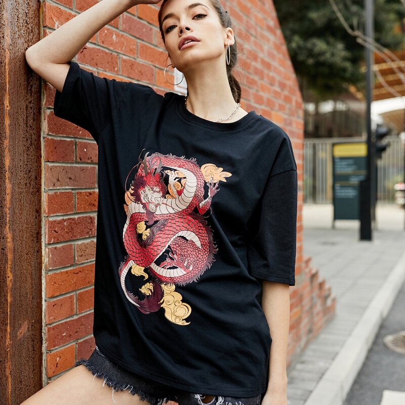 

Chinese Dragon Oversized Tee, Multicolor