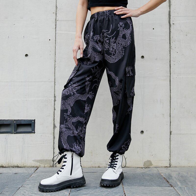 

Chinese Dragon Cargo Joggers, Black