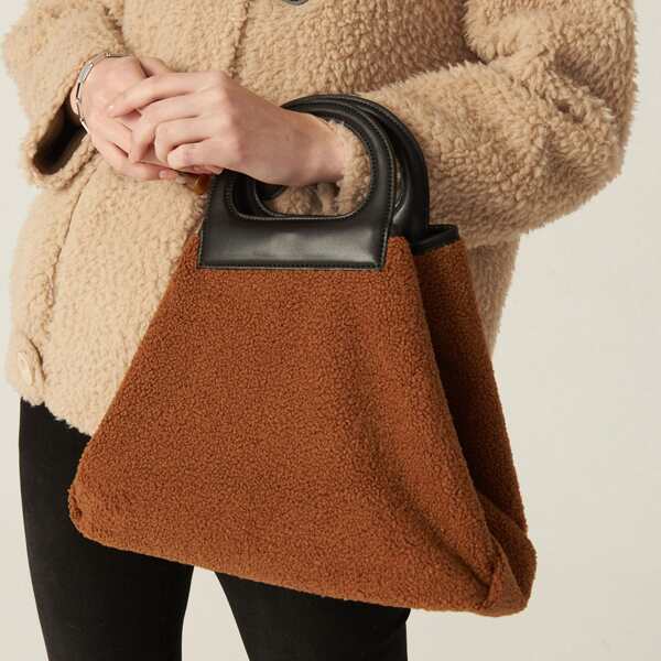

REVERSIBLE SATCHEL BAG, Brown