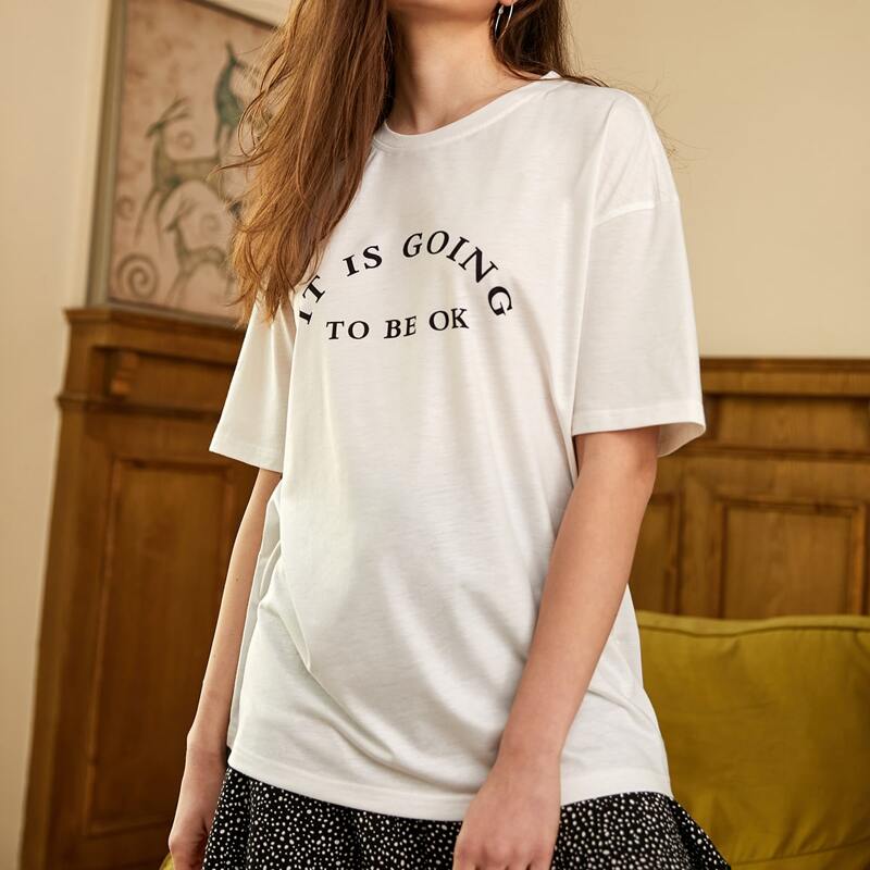 

Letter Print Tee, White