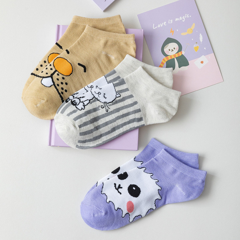 

3pairs Cartoon Ankle Socks, Multicolor
