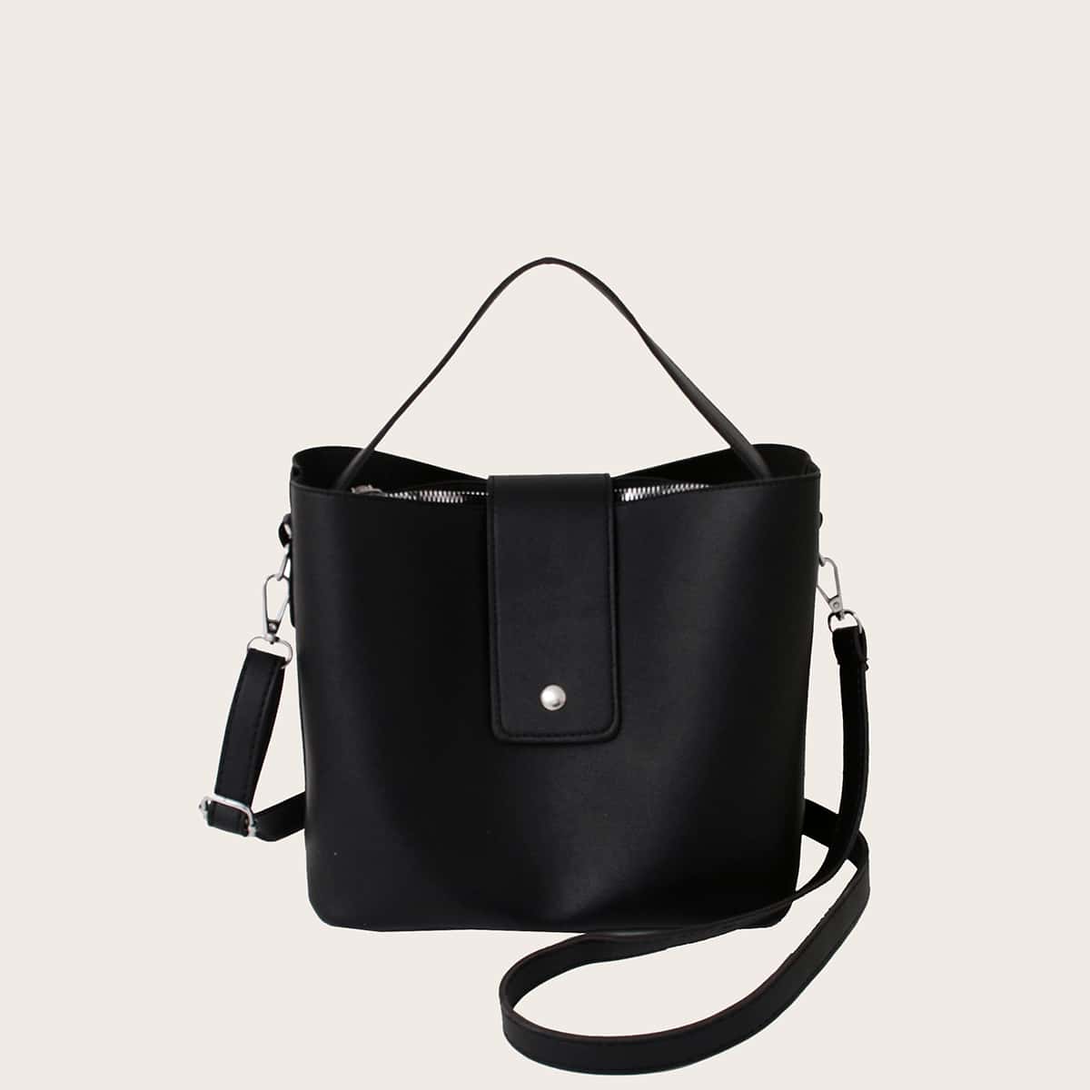 

Minimalist Bucket Bag With Inner Pouch, Black