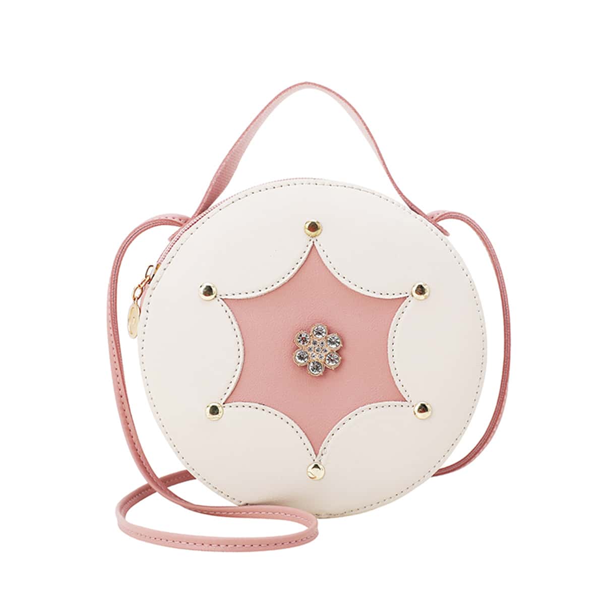 

Rhinestone Floral Round Satchel Bag, Multicolor