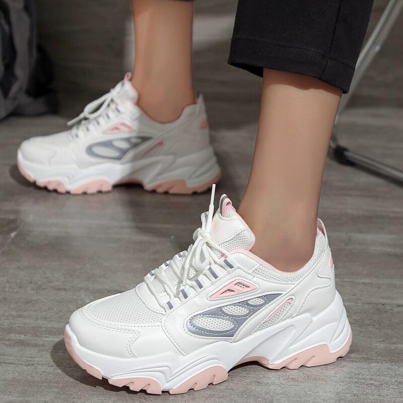

Lace-up Mesh Chunky Sneakers, White