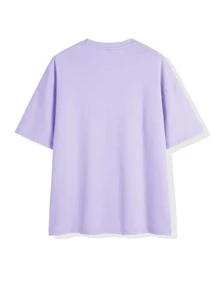 Manfinity Camiseta con estampado de letra y dibujos animados - Lila Púrpura - Ver 2