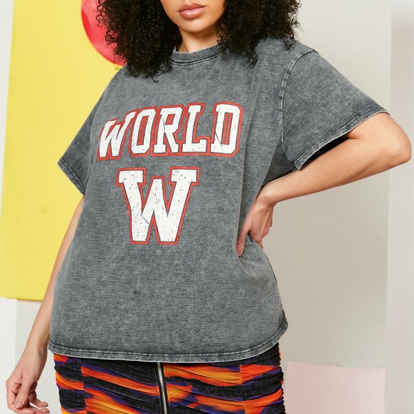 

Plus Letter Graphic Tee, Grey