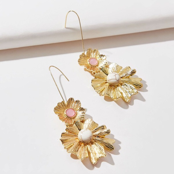 

Gold Flower Drop Earrings