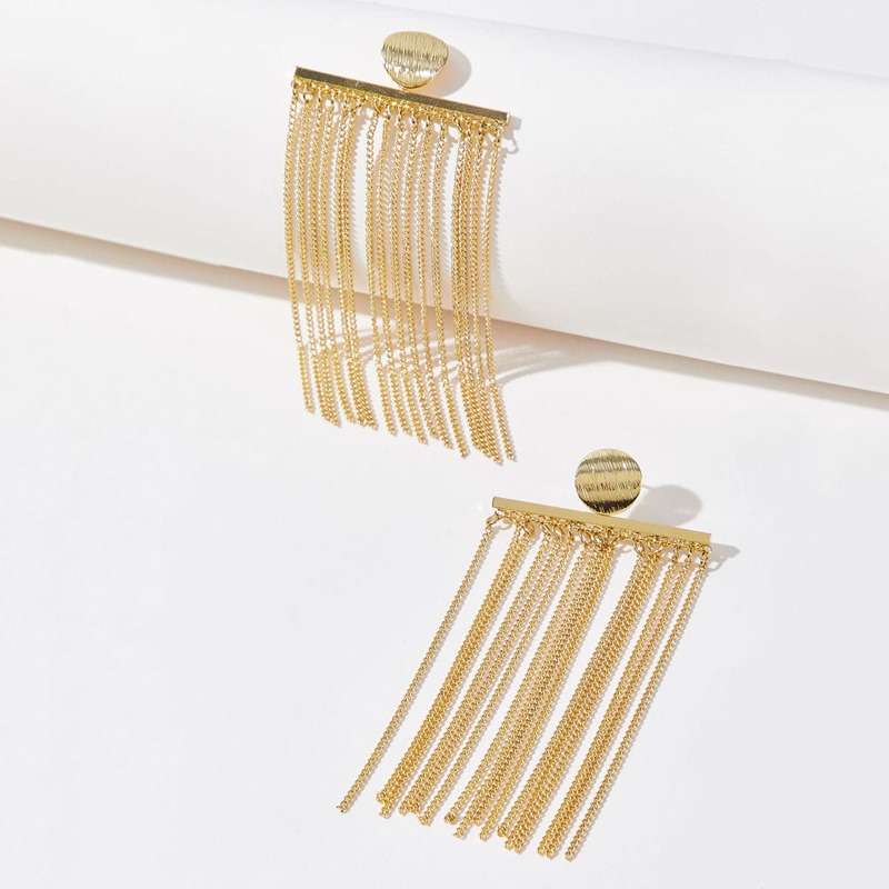 

Chain Tassel Drop Earrings, Gold