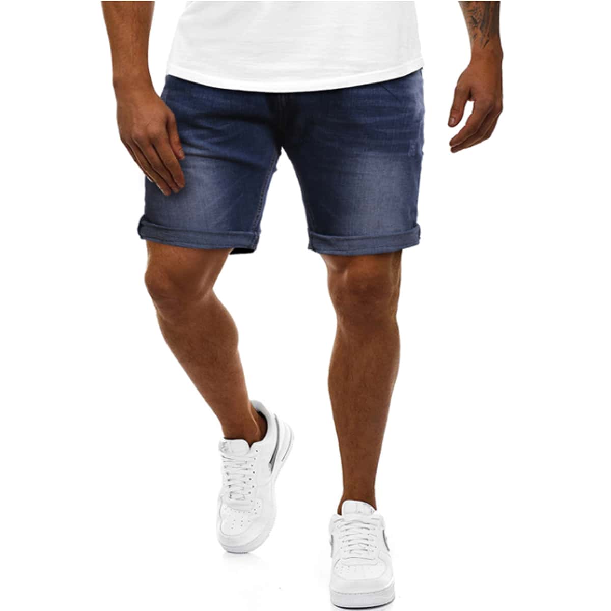 

Guys Cat Whisker Washed Denim Shorts, Dark wash
