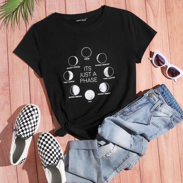 

Slogan Graphic Short Sleeve Tee, Black