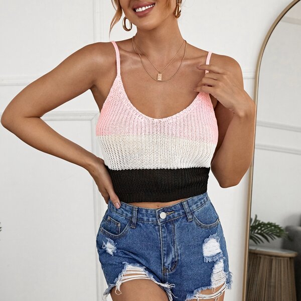 

Color Block Knit Cami Top, Multicolor