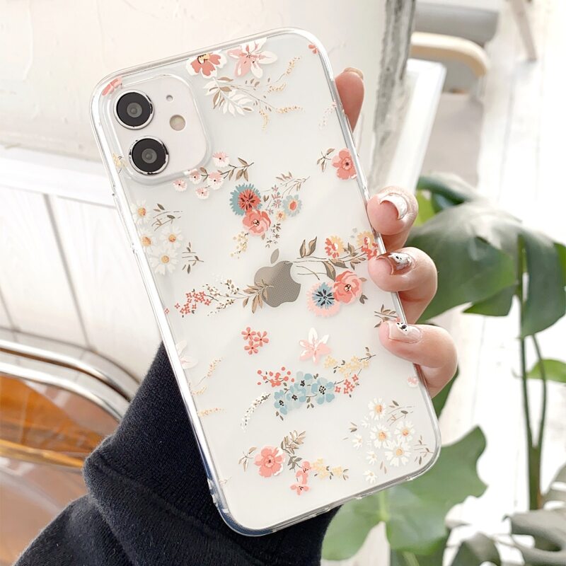 

1pc Flower Print iPhone Case, Multicolor