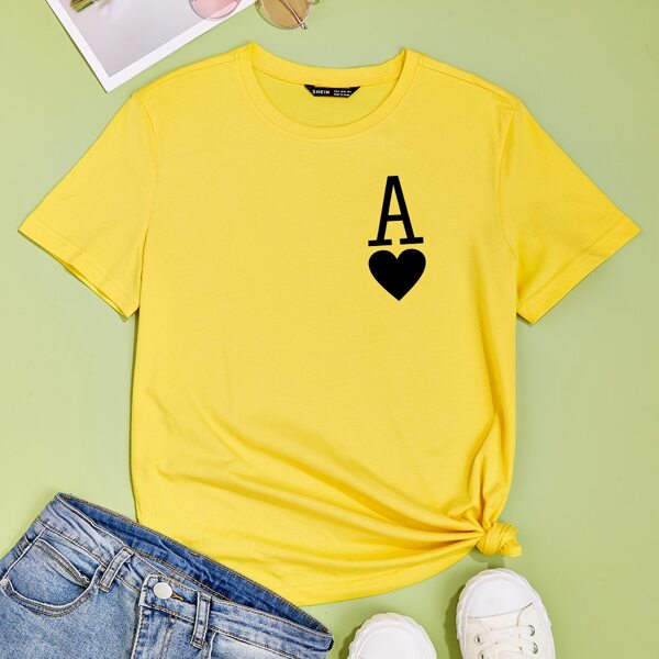 

Playing Card Print Short Sleeve Tee, Yellow