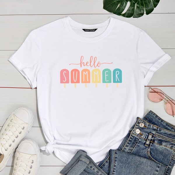

Letter And Graphic Print Tee, White