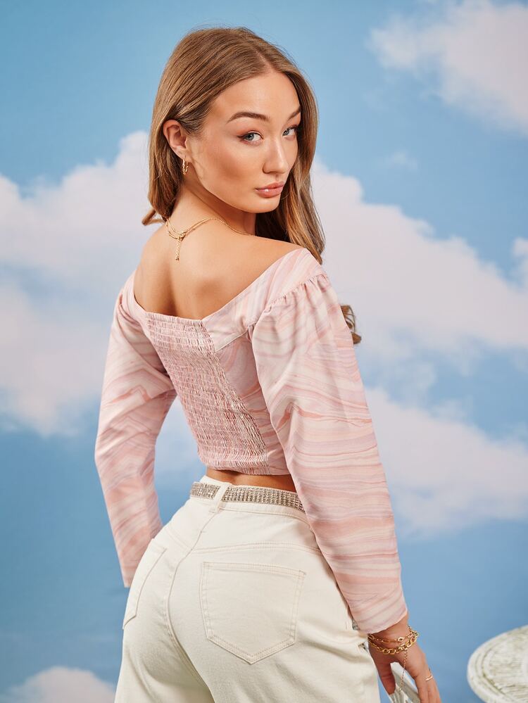 Off Shoulder Tie Dye Crop Top