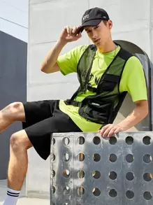 Manfinity RebelGame Chamarra chaleco con botón delantero con bolsillo con parche - Negro - Ver 3