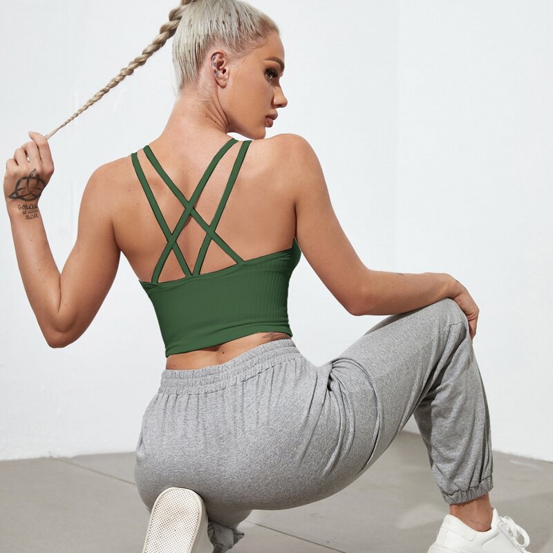 

Criss Cross Light Support Sports Bra, Green