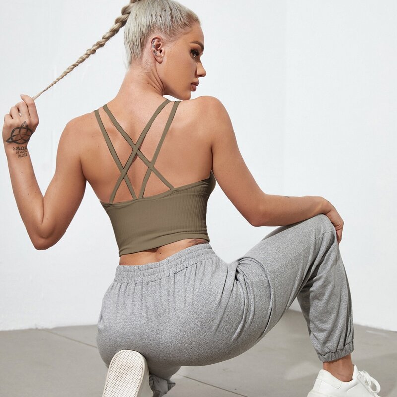 

Criss Cross Light Support Sports Bra, Mocha brown