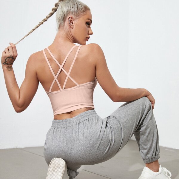 

Criss Cross Light Support Sports Bra, Baby pink