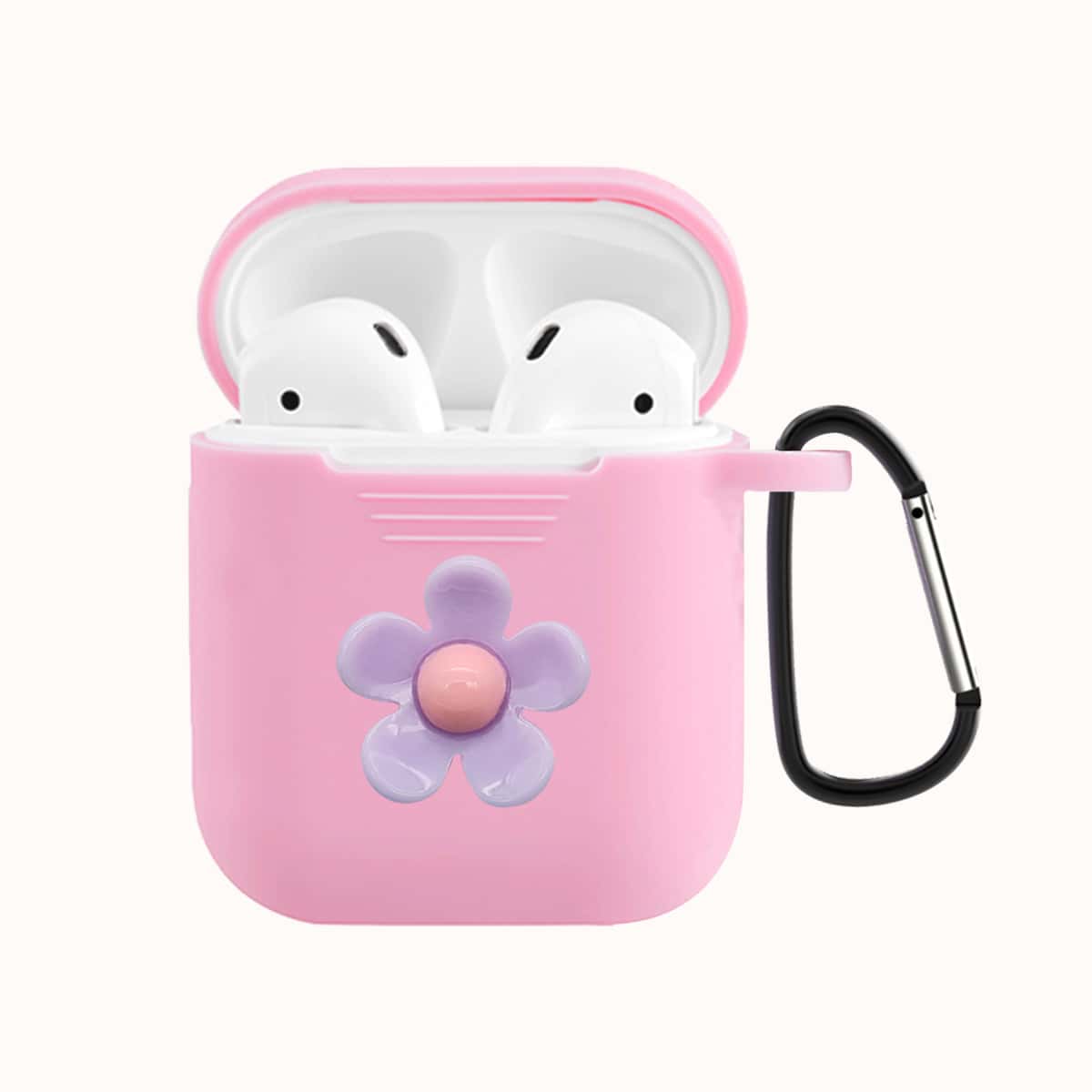 

Flower Decor Airpods Case, Baby pink