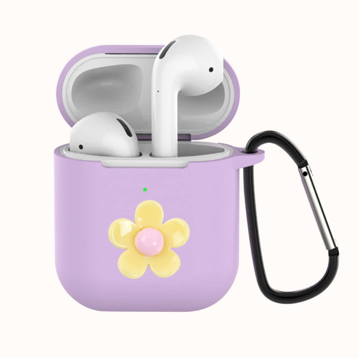 

Flower Decor Airpods Case, Purple
