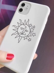 Чехол совместимый с iPhone с узором звезды и солнца - Чёрный и белый - Посмотреть 2