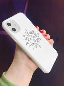 Чехол совместимый с iPhone с узором звезды и солнца - Чёрный и белый - Посмотреть 4