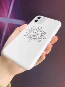Чехол совместимый с iPhone с узором звезды и солнца - Чёрный и белый - Посмотреть 5