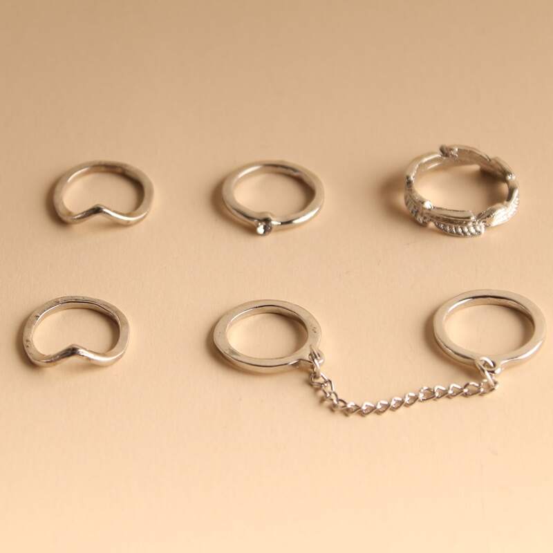 

6pcs Minimalist Ring, Silver