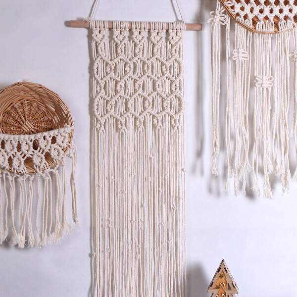 

1pc Woven Wall Hanging, Beige