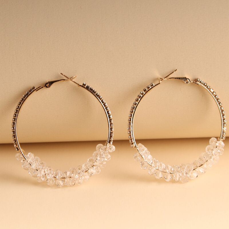 

Crystal Decor Hoop Earrings, Clear