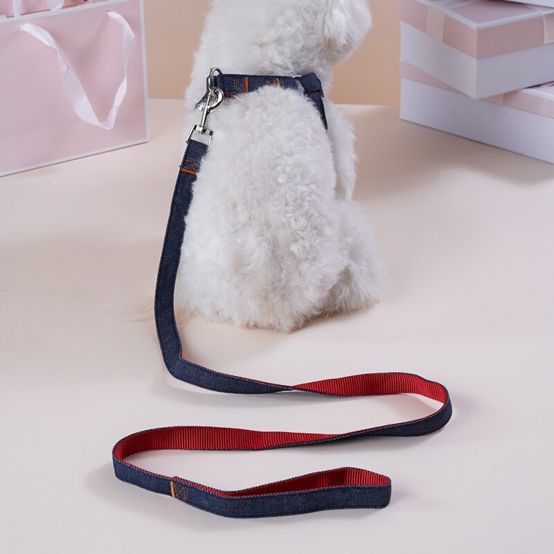 

1pc Plain Pet Collar & 1pc Leash, Navy blue
