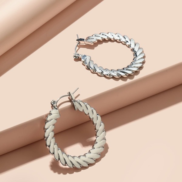 

Twist Hoop Earrings, Silver