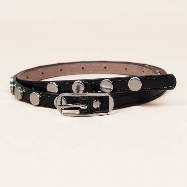 

Kids Rivet Decor Belt, Black