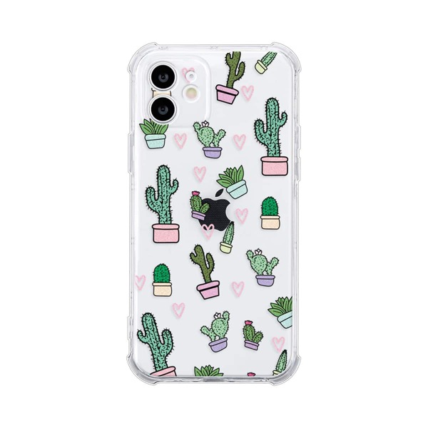 

Cactus Pattern Clear iPhone Case, Multicolor
