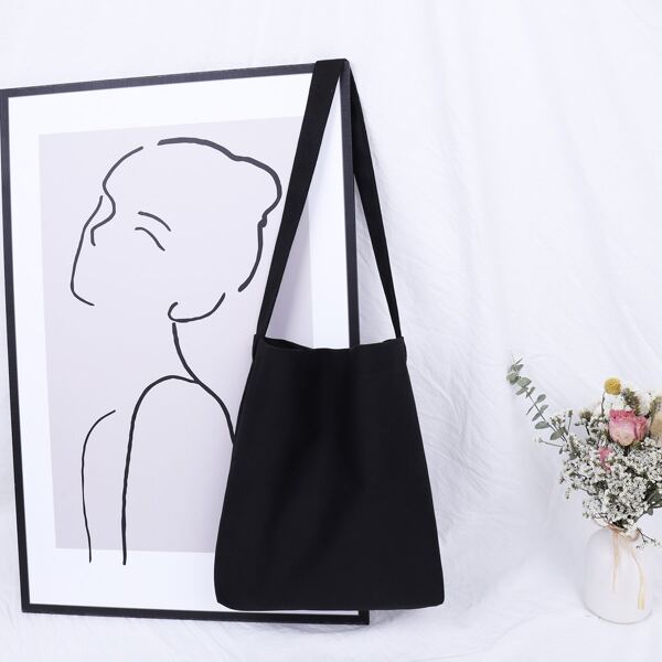 

Minimalist Canvas Shoulder Bag, Black