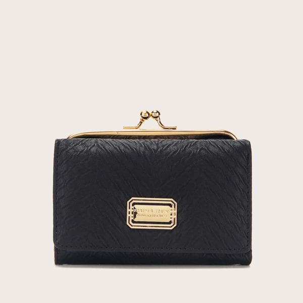 

Kiss Lock Tri-fold Purse, Black