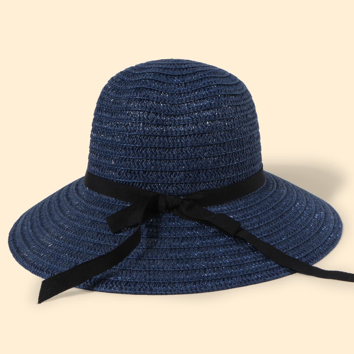 

Bow Knot Straw Hat, Navy blue